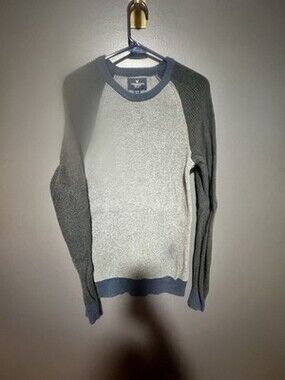 Vintage American Eagle XS Raglan Sweater Gray Blue Y2K 90s Style Knit Crewneck